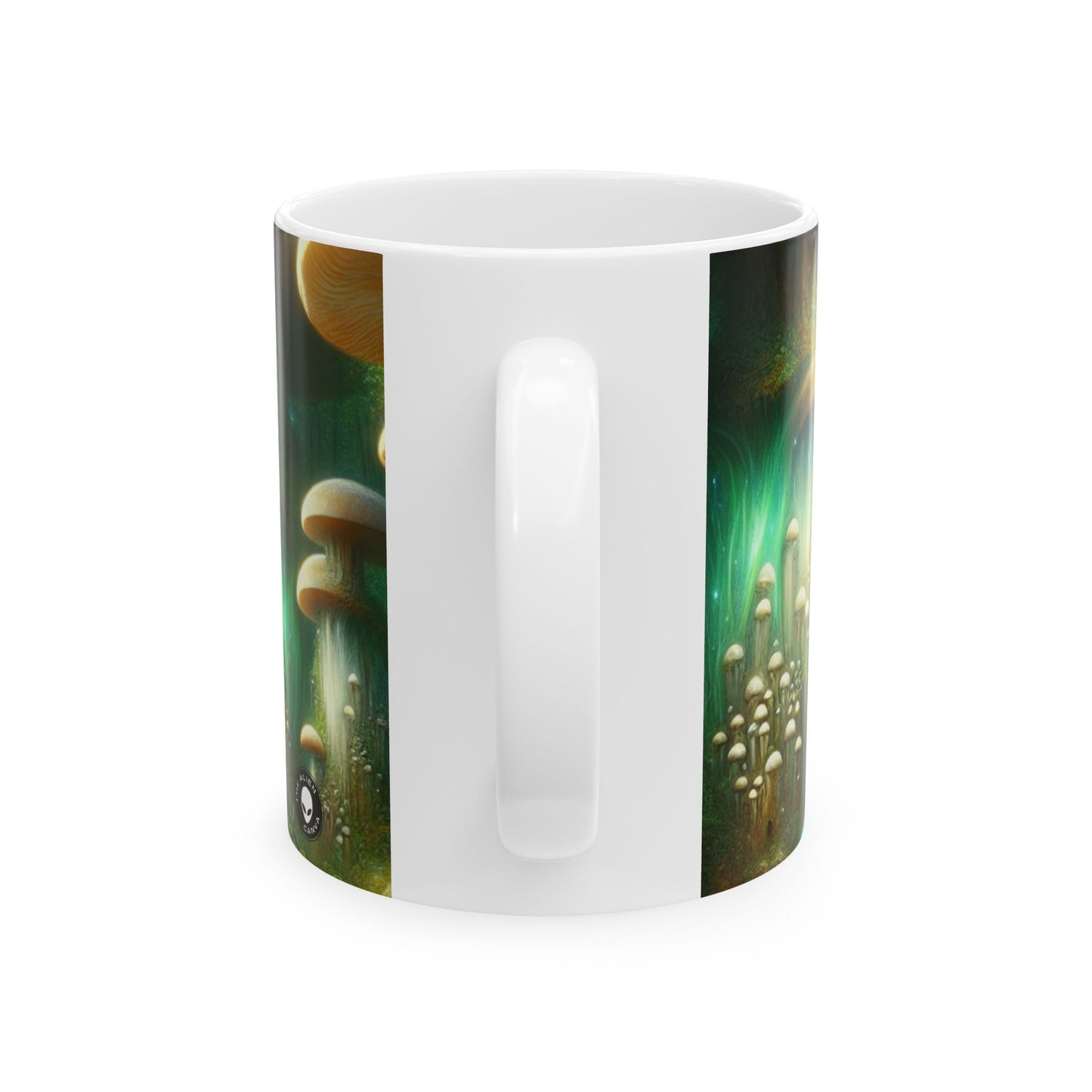 "Mystical Mushroom Grove" - ​​Taza de cerámica alienígena de 11 oz