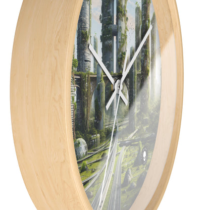 "Nature's Reclamation: A Futuristic Cityscape" - The Alien Wall Clock