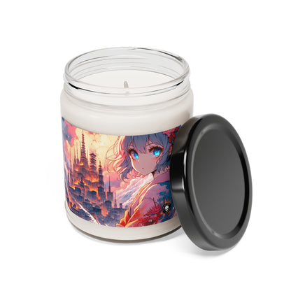 Title: "Swords ablaze: The Elemental Duel" - The Alien Scented Soy Candle 9oz Manga/Anime Art