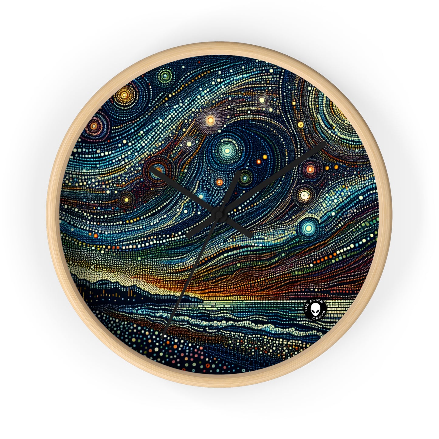 "Starry Dots: A Celestial Mosaic" - El puntillismo del reloj de pared alienígena