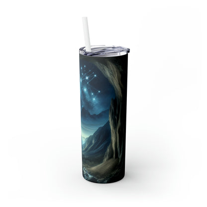 "The Bear and the Cosmic Balance" - The Alien Maars® Skinny Tumbler with Straw 20oz Cave Painting Style