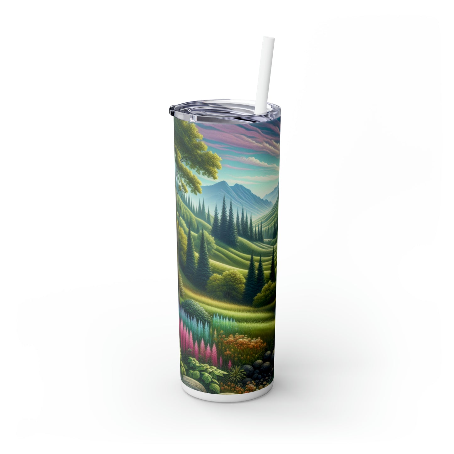 « Saisons en sérénité : un voyage artistique environnemental » - The Alien Maars® Skinny Tumbler with Straw 20oz Environmental Art