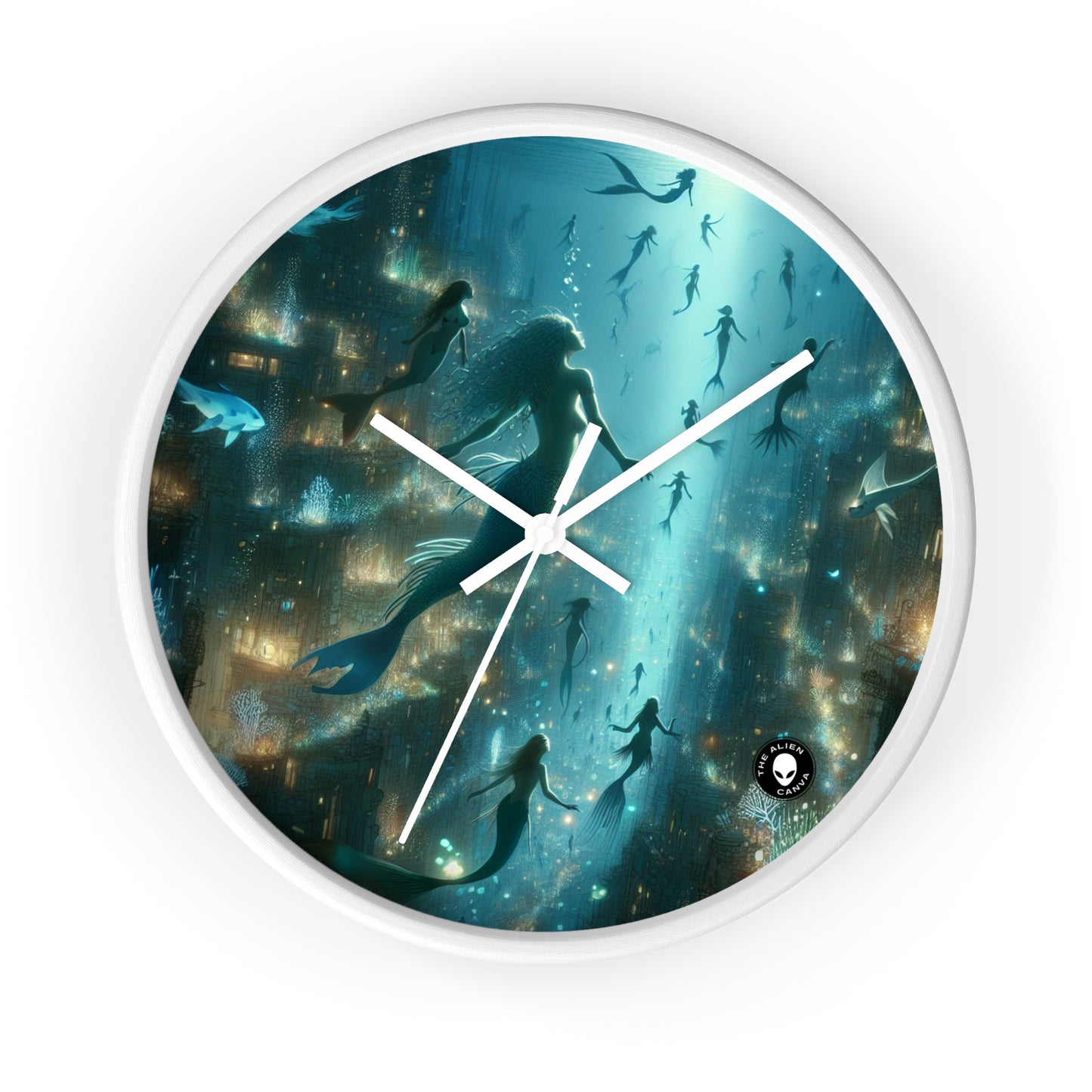 "Enchantment Below: A Bioluminescent Underwater Metropolis" - The Alien Wall Clock