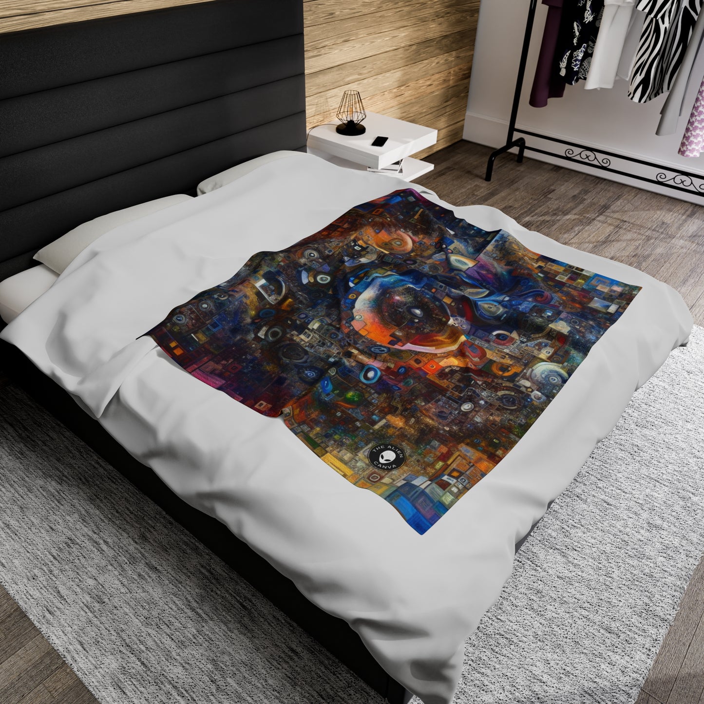 "Perception Distorted: A Postmodern Commentary on Reality" - The Alien Velveteen Plush Blanket Postmodern Art