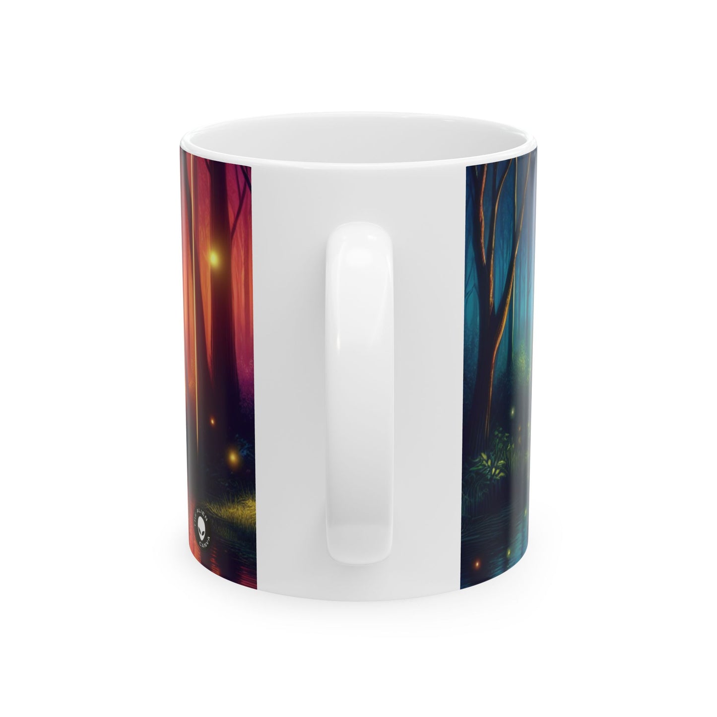 « Enchantement du crépuscule : une scène de forêt magique » - Tasse en céramique Alien 11 oz