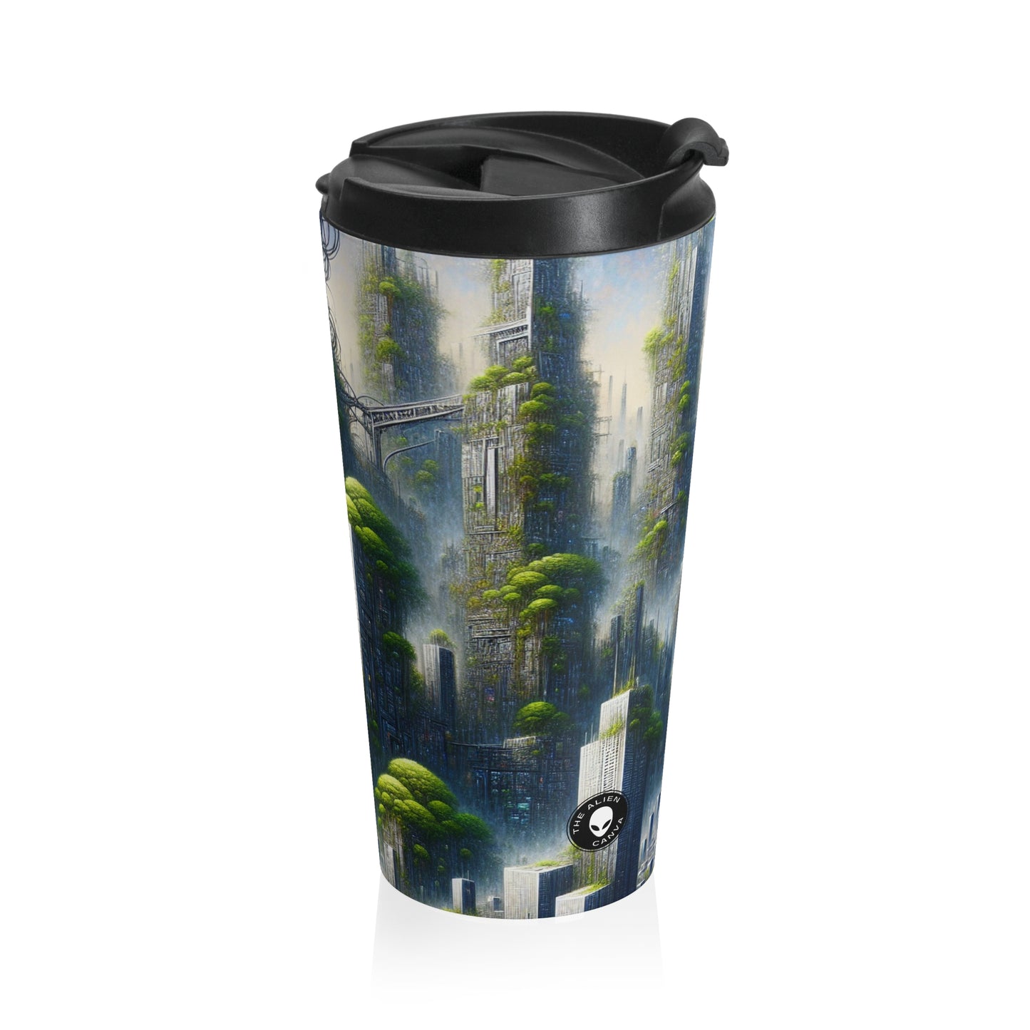 "Biodome Cityscape" - The Alien Stainless Steel Travel Mug