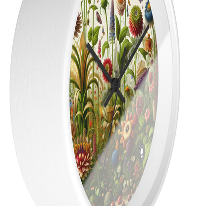 "Enchanted Garden: A Whimsical Scene" - The Alien Wall Clock