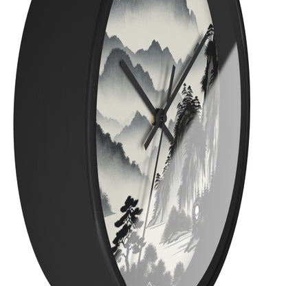 "Harmonious Ink: Capturing the Tranquility of a Zen Garden" - The Alien Wall Clock Ink Wash Painting