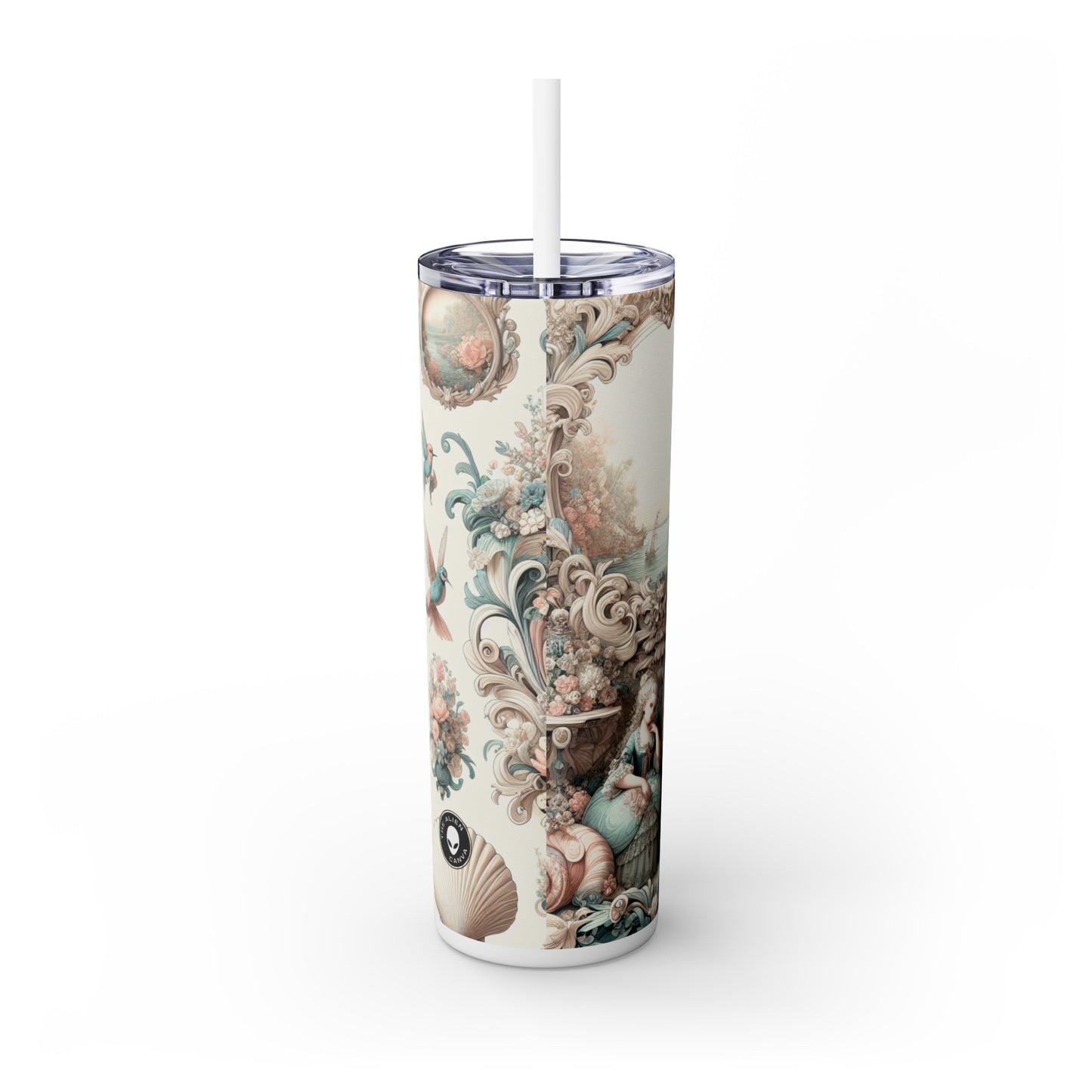 "Enchantement dans les jardins pastel : Rococo Fairy Princess" - The Alien Maars® Skinny Tumbler avec paille 20oz Rococo