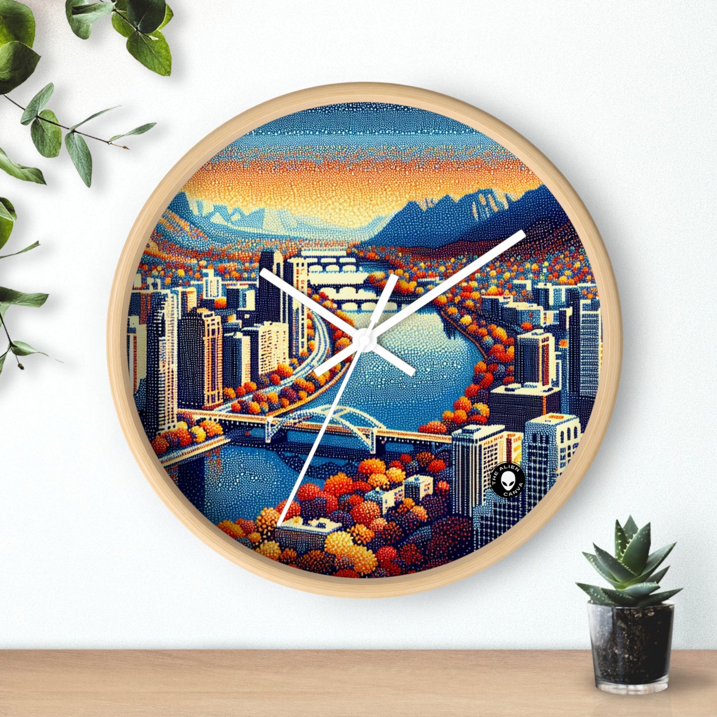 "Twilight Dotted Serenity" - The Alien Wall Clock Pointillism