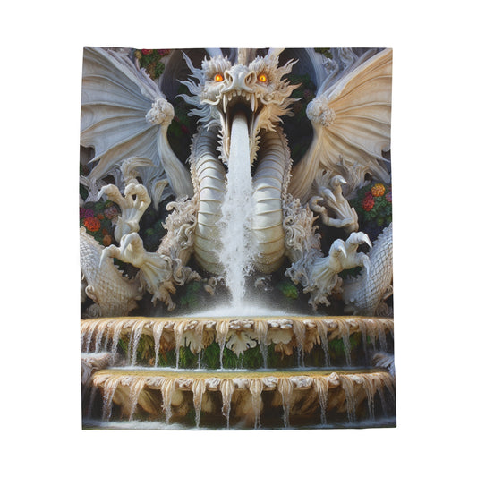 "Fiery Dragon Fountain: Heaven's Cascade" - La couverture en peluche Alien en velours de style rococo