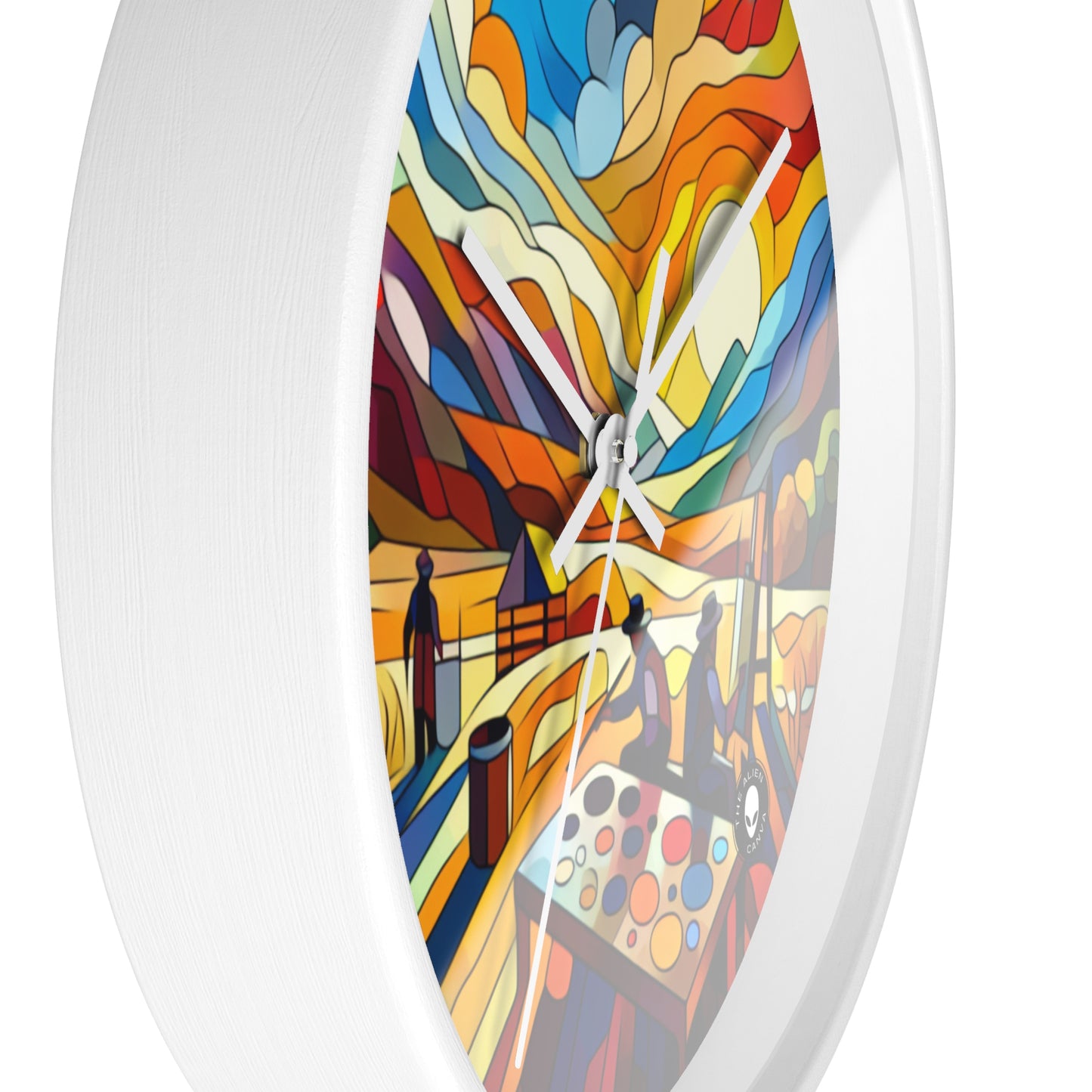 "Futuristic Neon Cityscape" - The Alien Wall Clock Hard-edge Painting