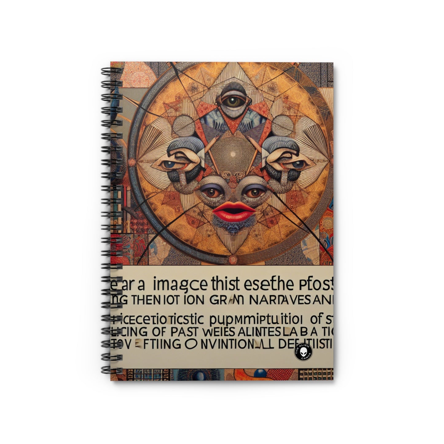 "Digital Chaos: A Postmodern Collage" - The Alien Spiral Notebook (Ruled Line) Postmodern Art