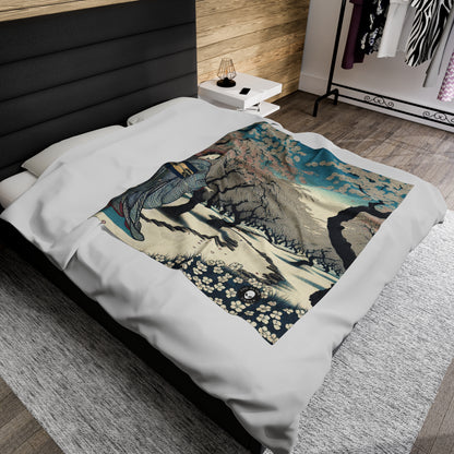 "Blossoming Sky" - The Alien Velveteen Plush Blanket Ukiyo-e (Japanese Woodblock Printing)