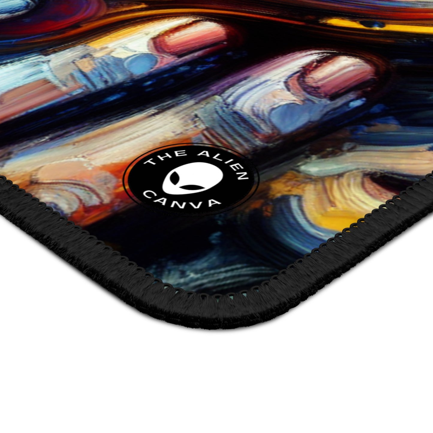 "City Lights: A Neo-Expressionist Ode to Urban Chaos" - The Alien Gaming Mouse Pad Neo-Expressionism