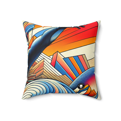 "Dynamic Rebirth: A Remodernism Portrait of a Modern Superhero"- The Alien Spun Polyester Square Pillow Remodernism