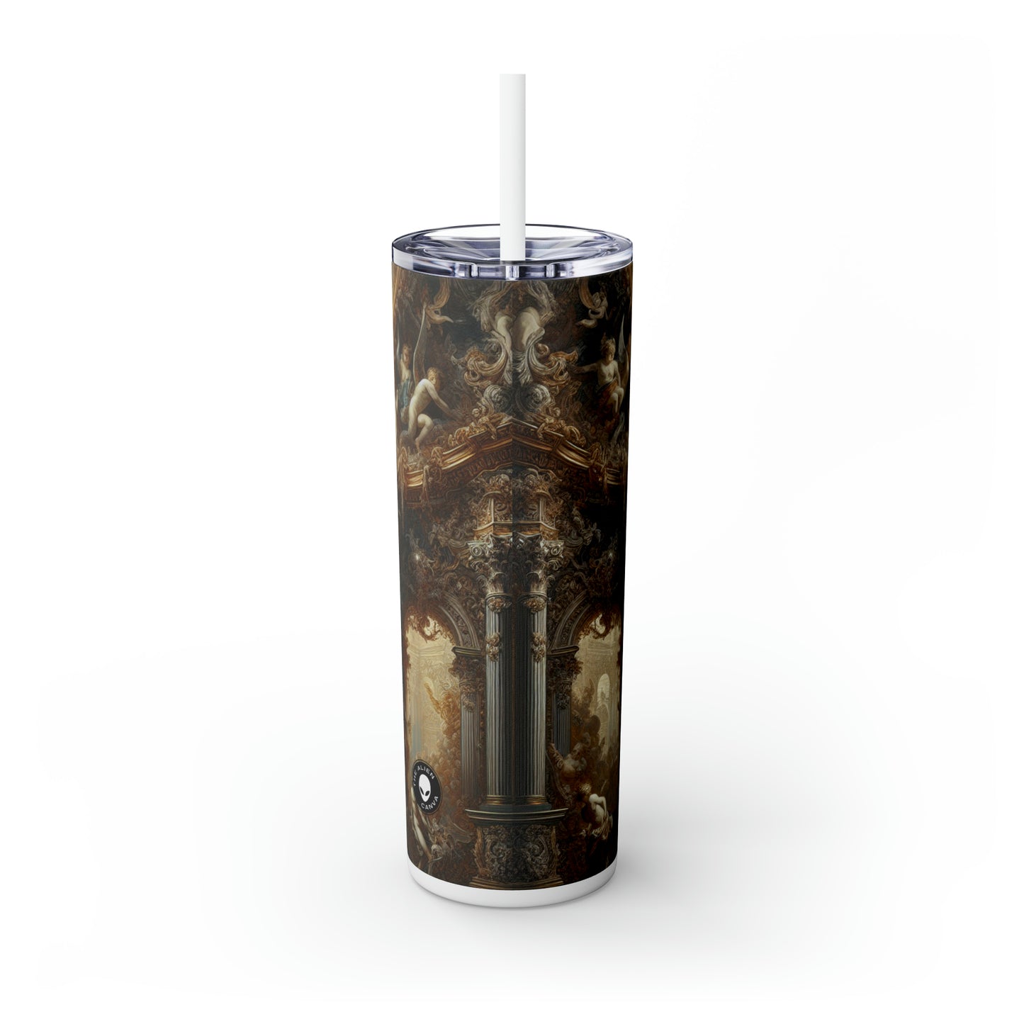 "Baroque Banquet: A Feast of Opulence" - The Alien Maars® Skinny Tumbler with Straw 20oz Baroque