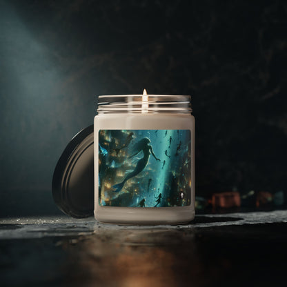 « Enchantement ci-dessous : une métropole sous-marine bioluminescente » - Bougie parfumée au soja Alien 9oz