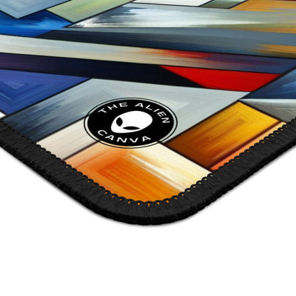 "City Pulse: A Vibrant Nighttime Geometric Journey" - The Alien Gaming Mouse Pad Hard-edge Painting