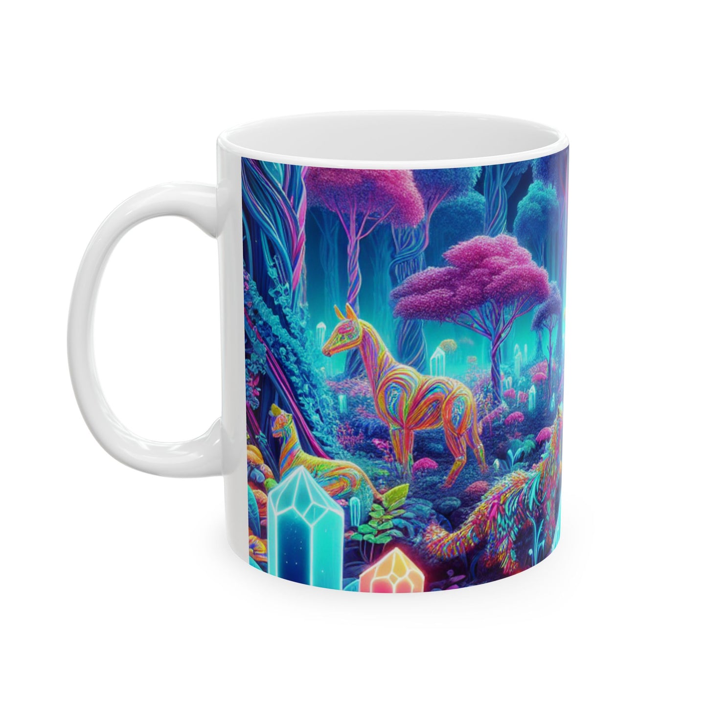 « Glowing Enchantment : Neon Forest » – Tasse en céramique Alien 11 oz