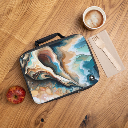 "Une vue sur la plage à travers un coquillage" - The Alien Lunch Bag Acrylique Pouring