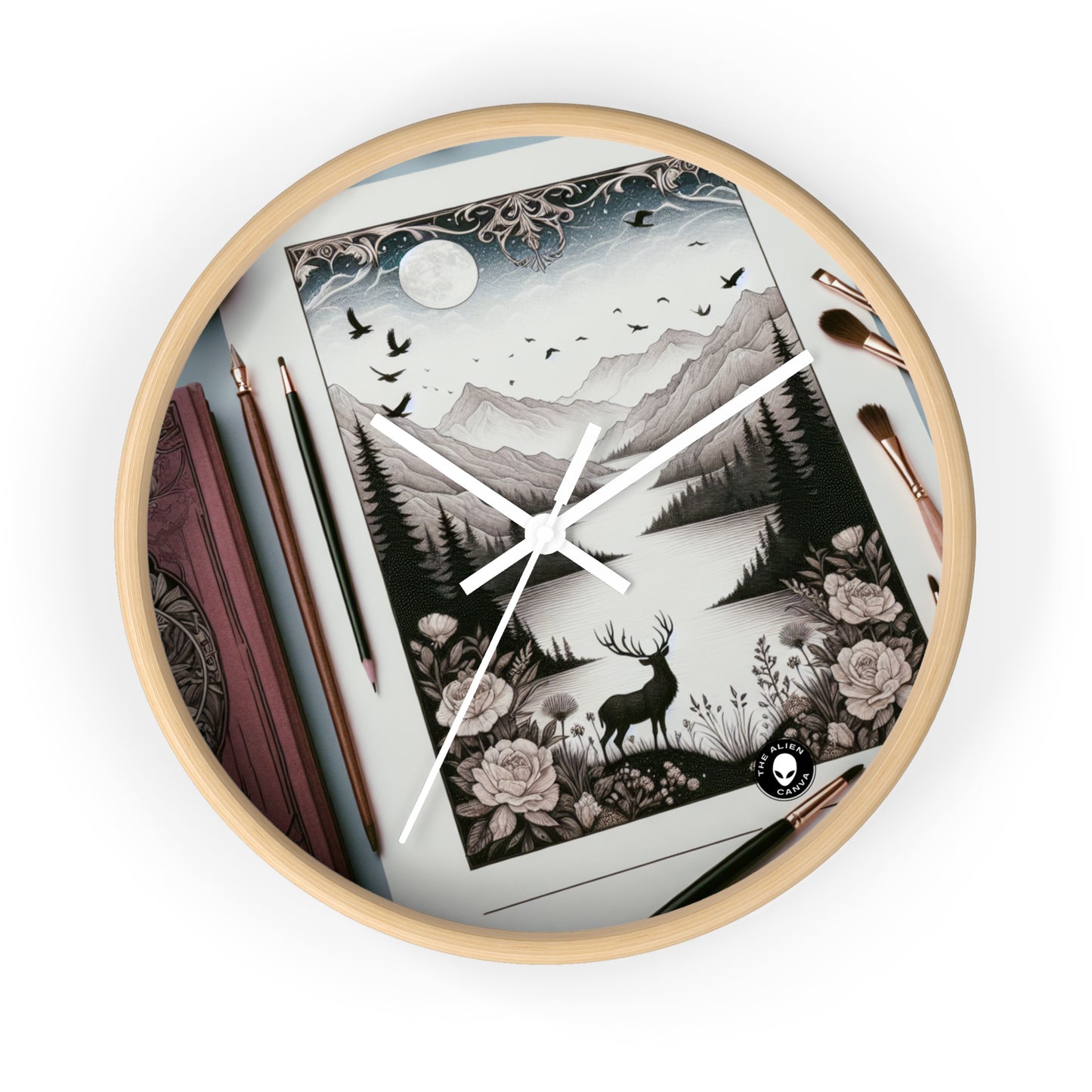 "Twilight Serenity: A Romantic Landscape" - The Alien Wall Clock Romanticism