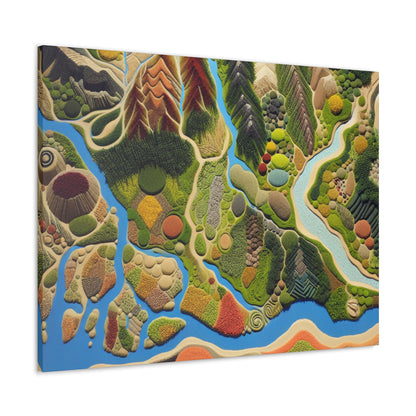 "Mapping Mother Nature: Crafting a Living Mural of Our Region". - The Alien Canva Land Art Style