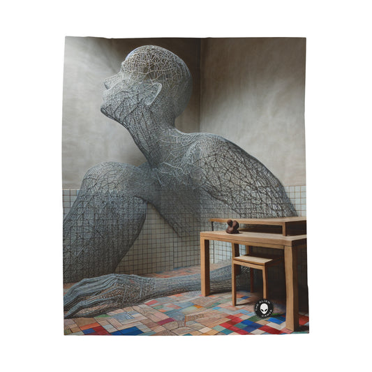 "Harmony Reimagined: Nature, Technology, and the Modern World" - Sculpture d'installation de couverture en peluche Alien Velveteen