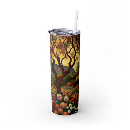 "Fauvist Garden Oasis" - The Alien Maars® Skinny Tumbler with Straw 20oz Fauvism Style