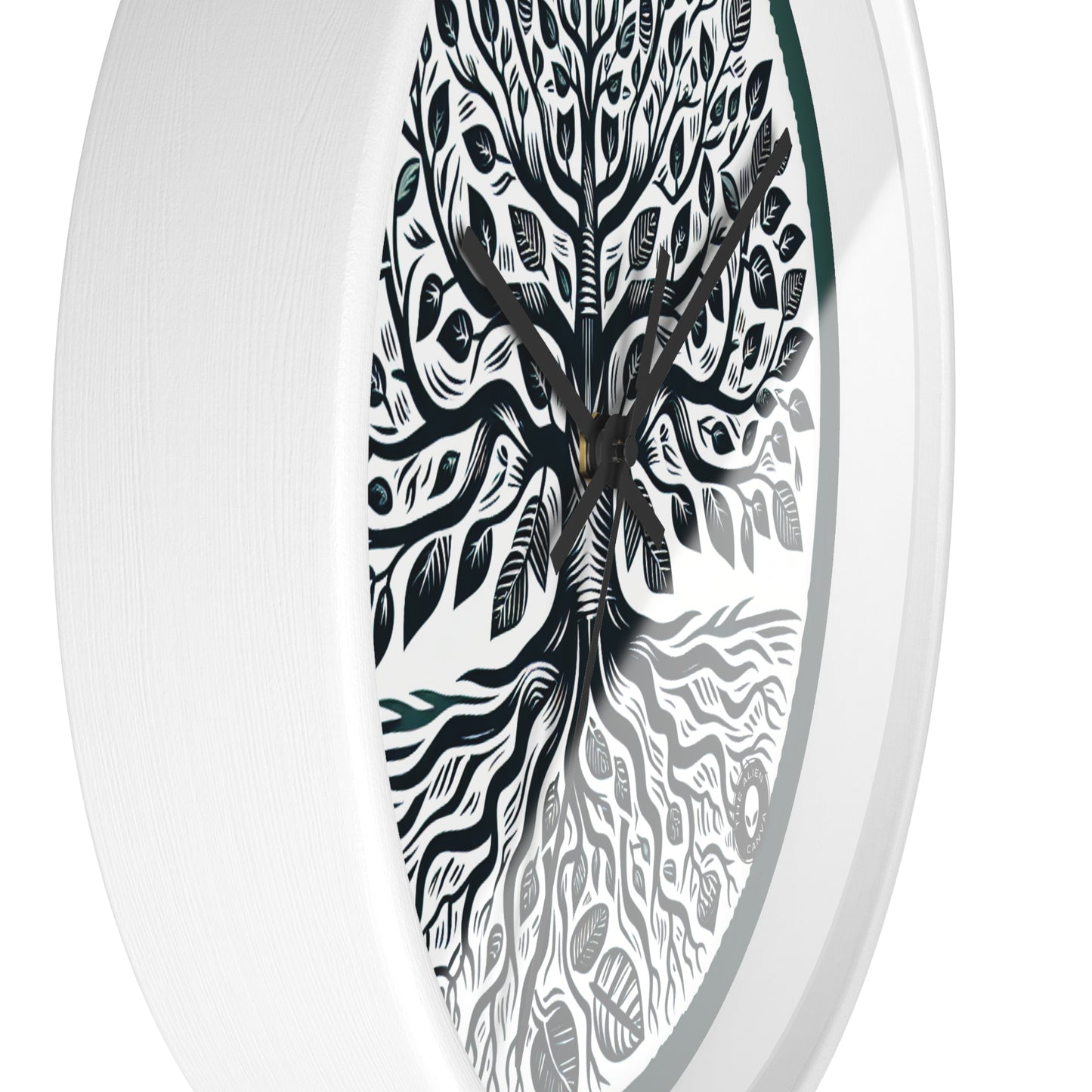 "Modern Woodcut Family Tree" - The Alien Wall Clock Woodcut Printing