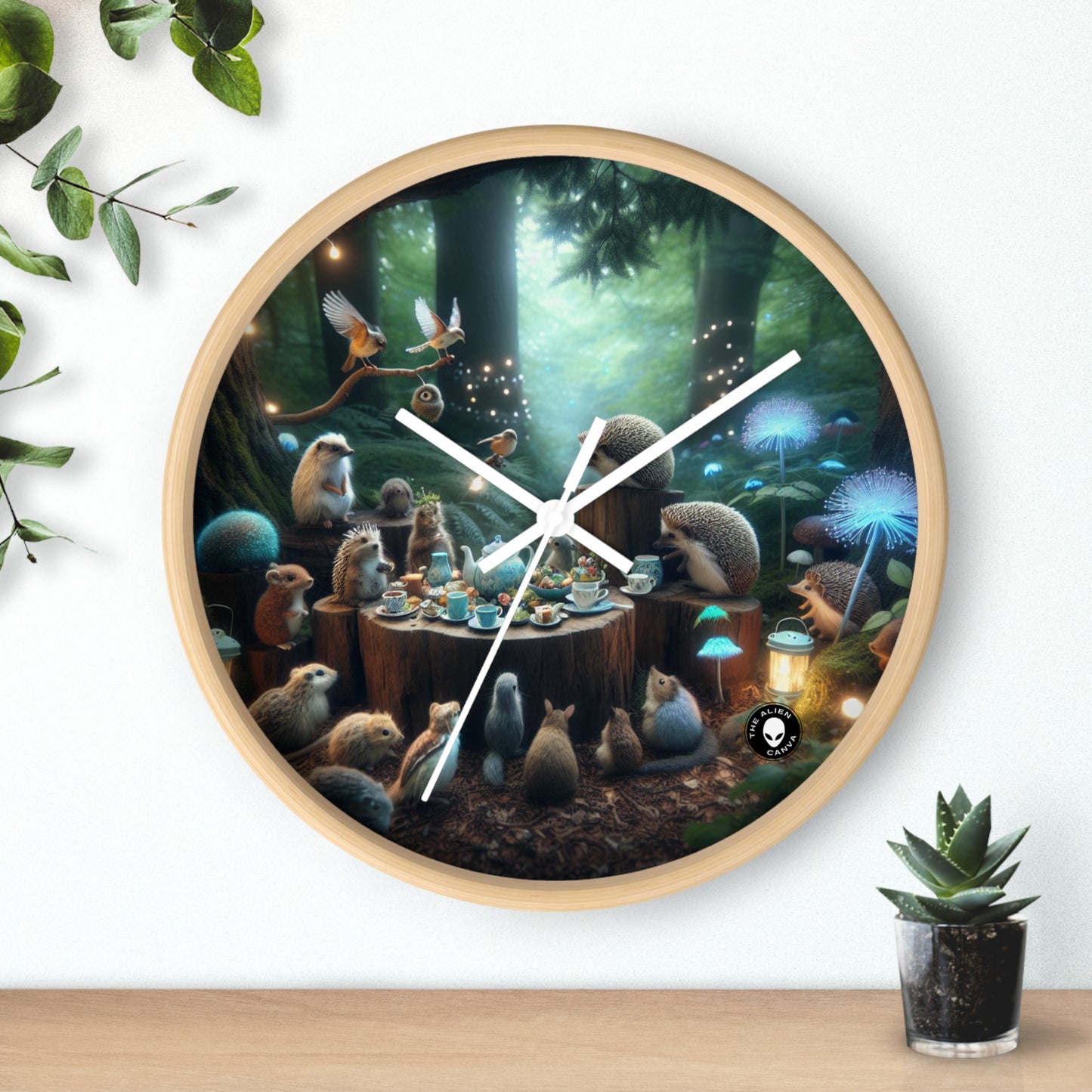 "La hora del té encantada: una reunión mágica en el bosque" - El reloj de pared alienígena