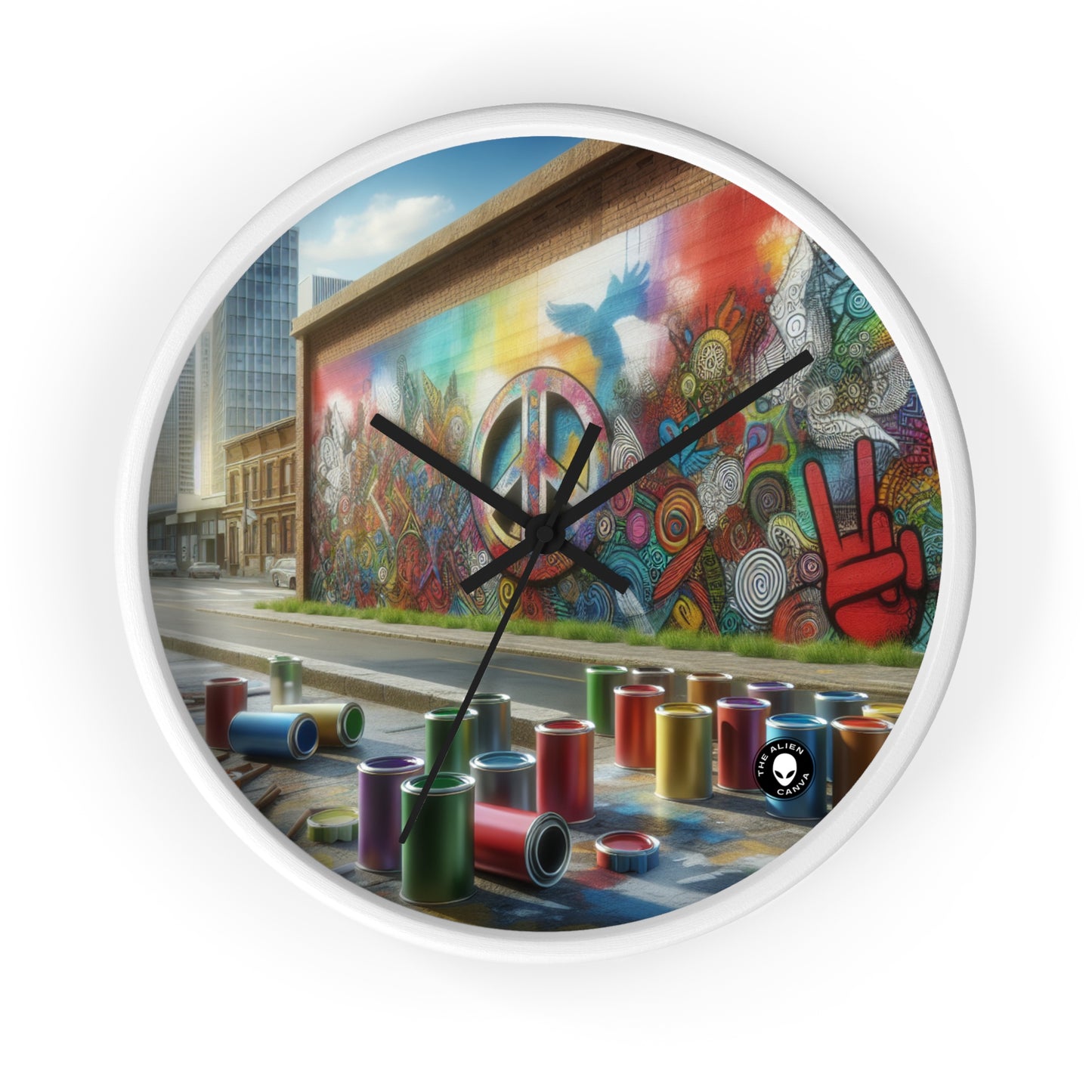 "Galactic Graffiti: Une fresque cosmique de Street Art" - The Alien Wall Clock Street Art