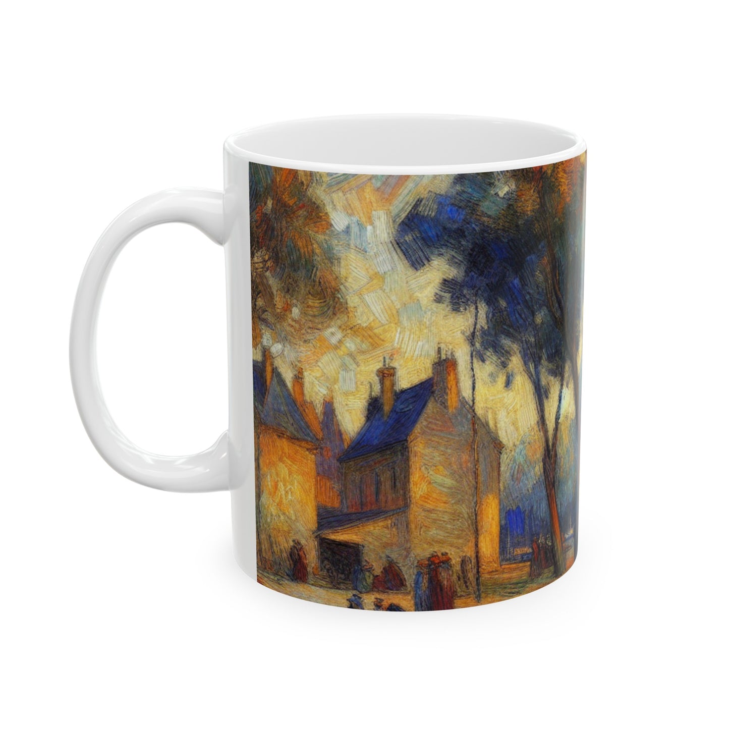 "Soirée pluvieuse : un paysage urbain postimpressionniste" - La tasse en céramique Alien 11oz Post-impressionnisme