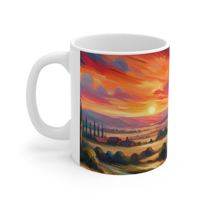 "Vistas armoniosas: una celebración posimpresionista de la naturaleza y la vida rural" - The Alien Ceramic Mug 11oz Postimpresionismo