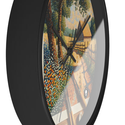 "Autumn Bliss: Pointillism Forest" - The Alien Wall Clock Pointillism