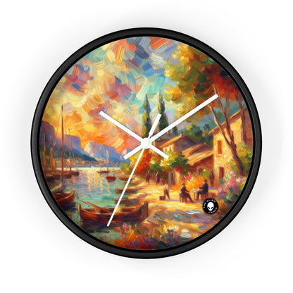 Crépuscule doré : une promenade impressionniste sereine au bord de l'eau - The Alien Wall Clock Impressionism