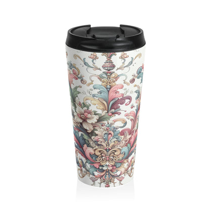 "Élégance Enchantée : Une Soirée Rococo dans le Jardin" - The Alien Mug de Voyage en Acier Inoxydable Rococo