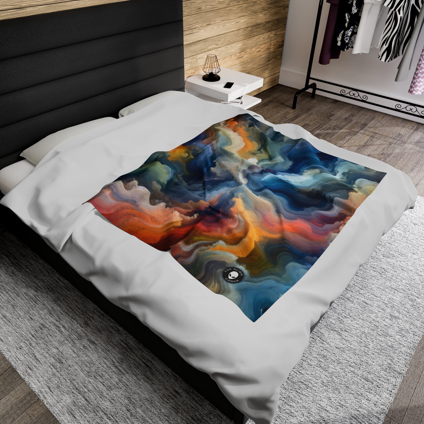 "Sunset Reflections: A Serene Color Field Painting" - The Alien Velveteen Plush Blanket Color Field Painting