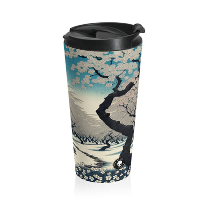 "Blossoming Sky" - Taza de viaje de acero inoxidable alienígena Ukiyo-e (impresión en madera japonesa)