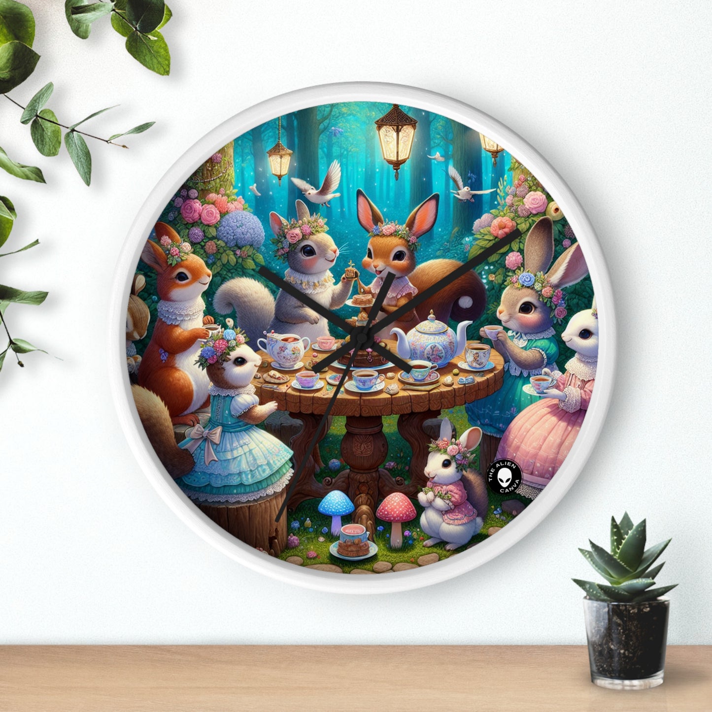 "Enchanted Tea Party in the Woodland Glade" - The Alien Wall Clock