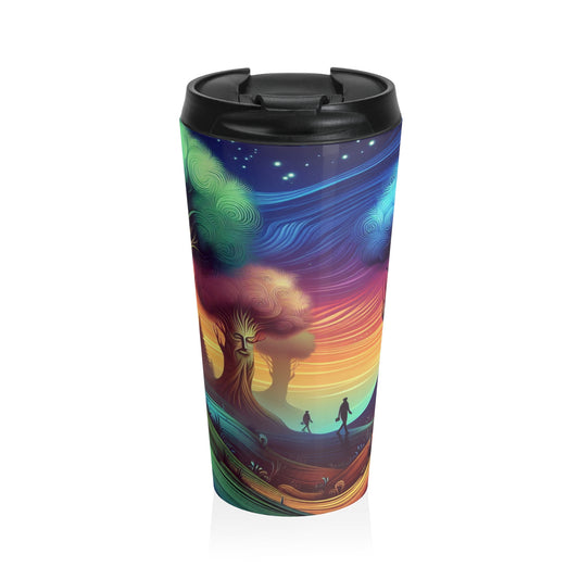 "Whispering Trees: Secrets of the Mystic Forest" - The Alien Stainless Steel Travel Mug