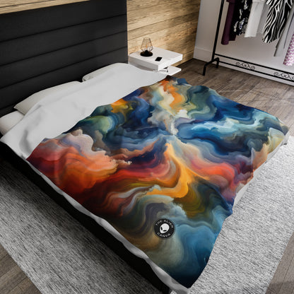 "Sunset Reflections: A Serene Color Field Painting" - The Alien Velveteen Plush Blanket Color Field Painting