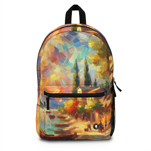 Golden Dusk: A Serene Impressionist Stroll by the Water - The Alien Backpack Impressionism