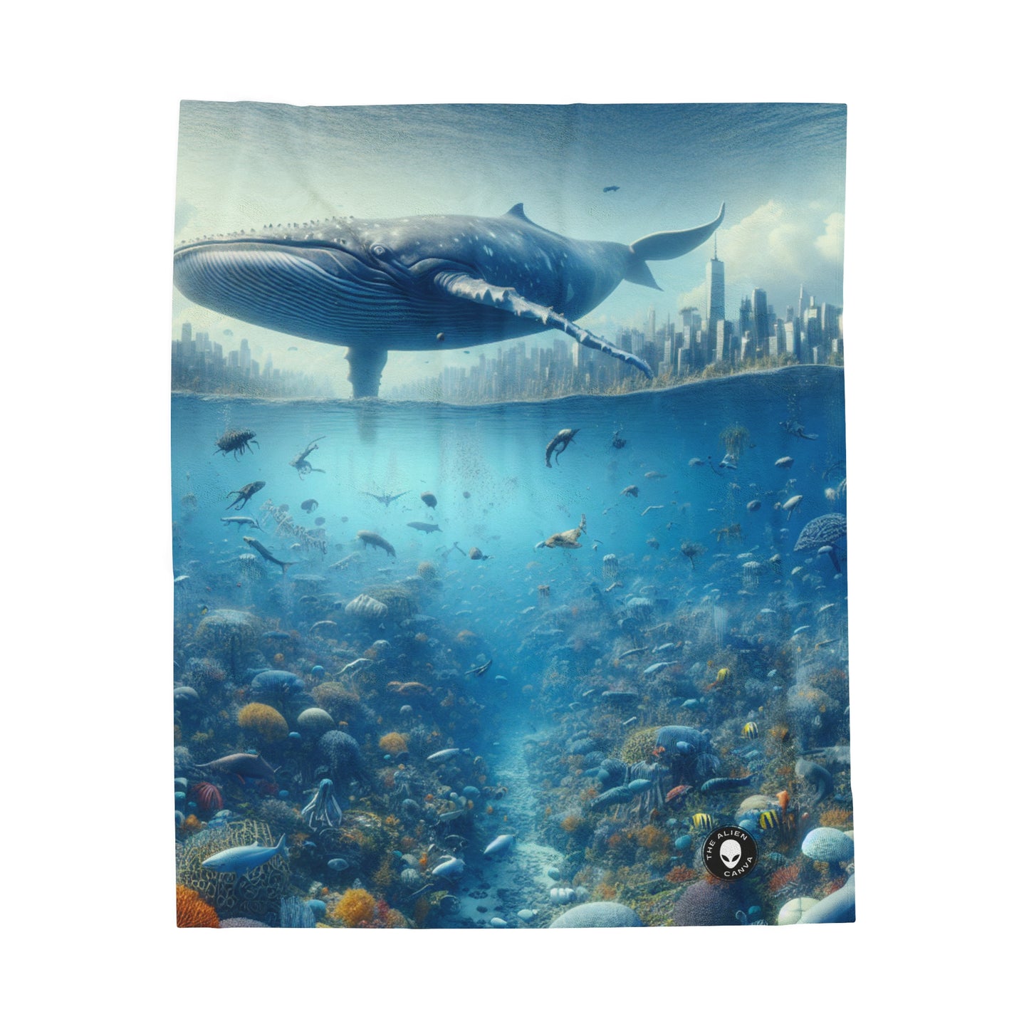 "Whale City: A Surreal Underwater Wonderland" - The Alien Velveteen Plush Blanket