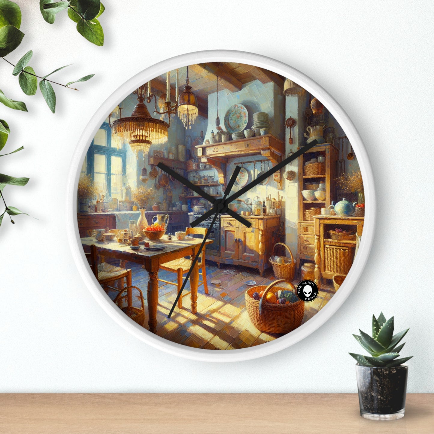 "Sunny Serenity: Ramo de girasoles hiperrealista" - El realismo del reloj de pared alienígena