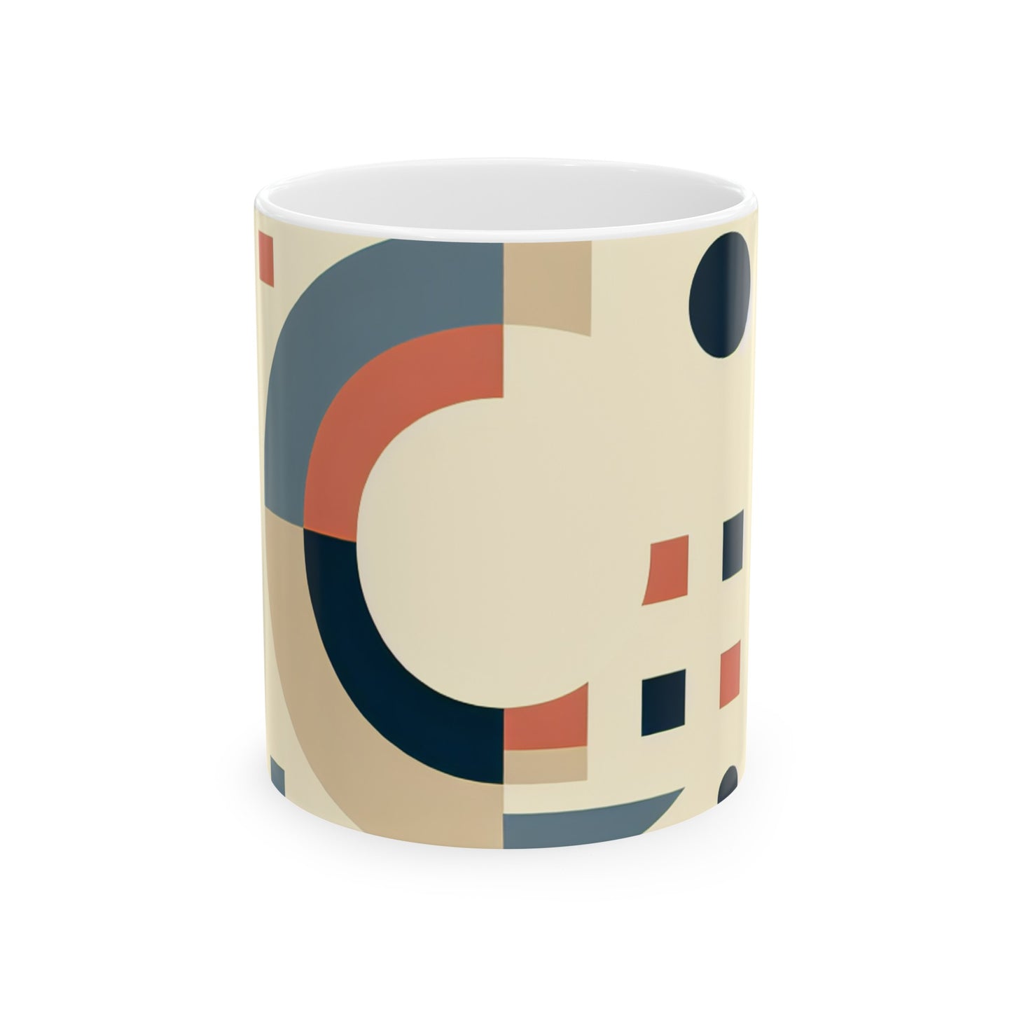 "Formas monocromáticas" - Taza de cerámica The Alien Minimalismo de 11 oz