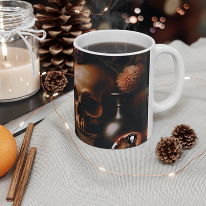 "Beauté éphémère : une peinture de Vanitas vibrante illustrant le passage du temps et la nature éphémère de la vie" - La tasse en céramique extraterrestre 11oz Peinture de Vanitas