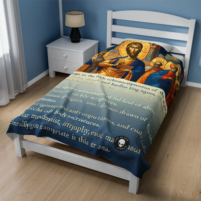 "Forged in Faith: The Journey from Despair to Hope" - The Alien Velveteen Plush Blanket Religious Art