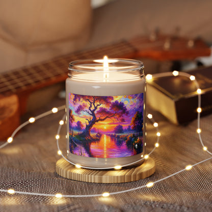 "Bulevares de iluminación: un vibrante paisaje urbano postimpresionista" - The Alien Scented Soy Candle 9oz Postimpresionismo