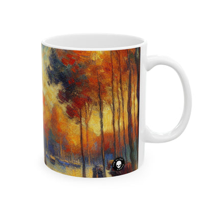 "Rainy Evening: A Post-Impressionist Cityscape" - The Alien Ceramic Mug 11oz Post-Impressionism